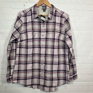 Eddie Bauer Adventurer 3.0 Plaid Shirt Womens Large Purple Long Sleeve New